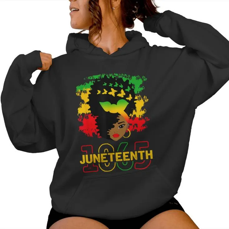 Junenth 1865 Black Butterflies Celebrate Junenth Women Hoodie