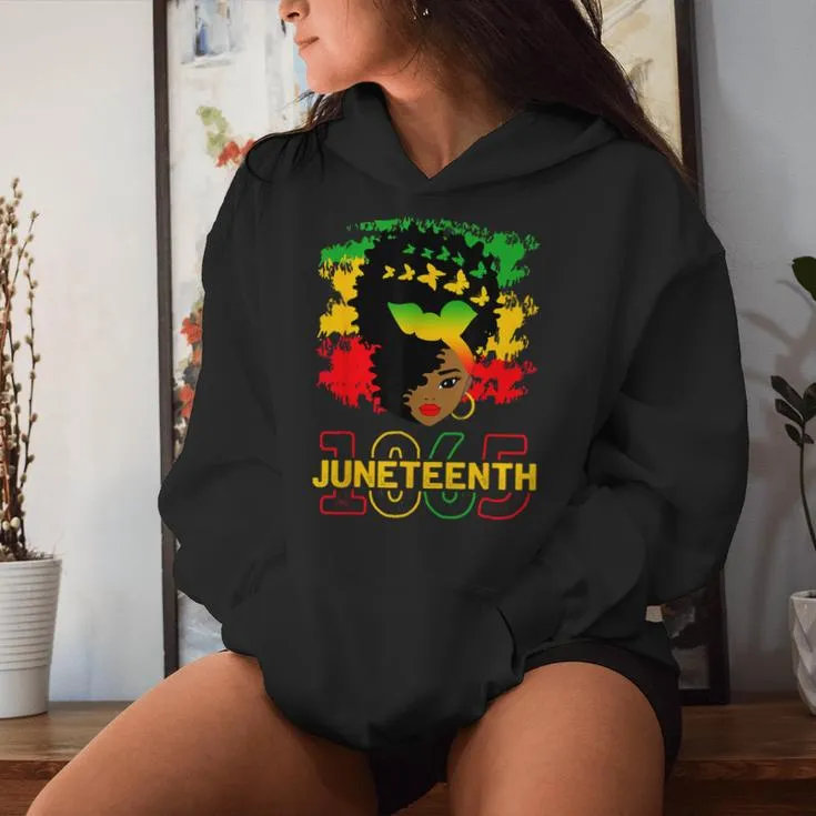 Junenth 1865 Black Butterflies Celebrate Junenth Women Hoodie