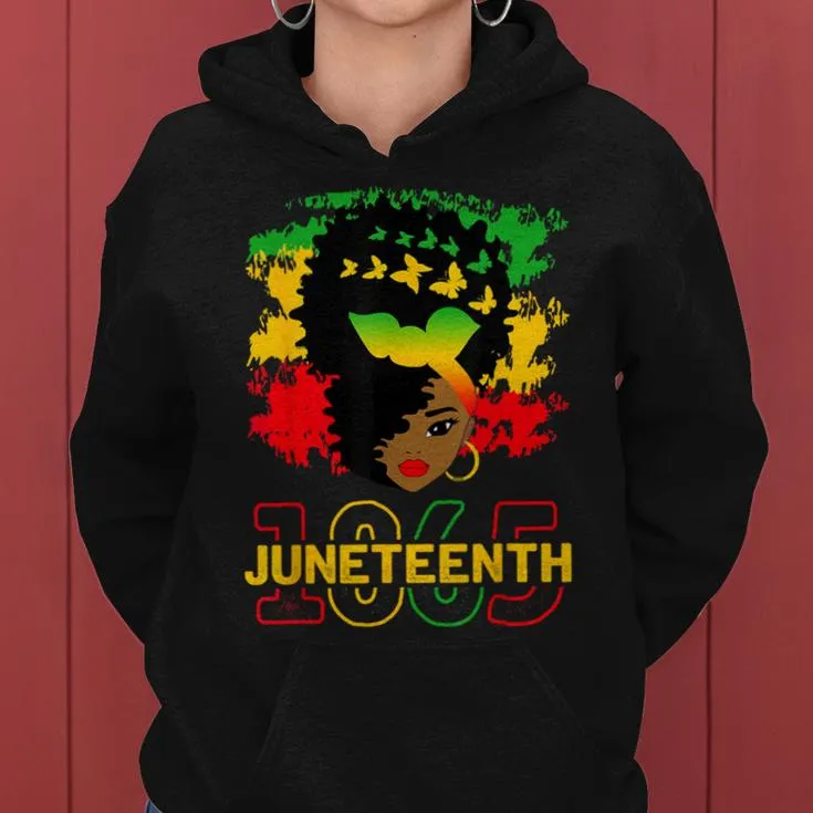 Junenth 1865 Black Butterflies Celebrate Junenth Women Hoodie