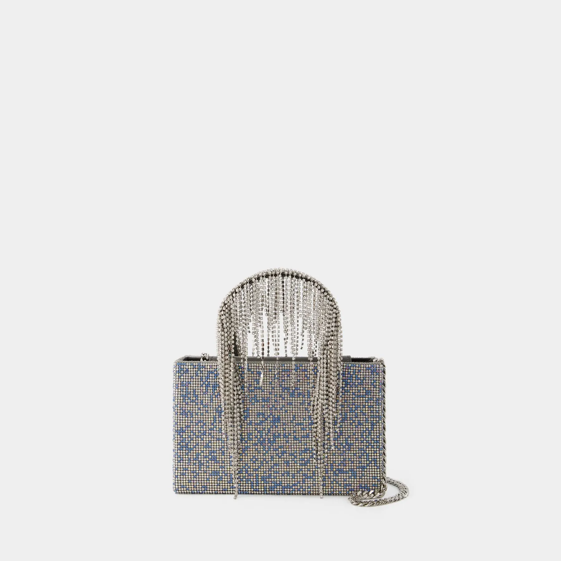 Kara  Crystal Mesh Midi Handbag - Kara - Leather - Blue Pixel