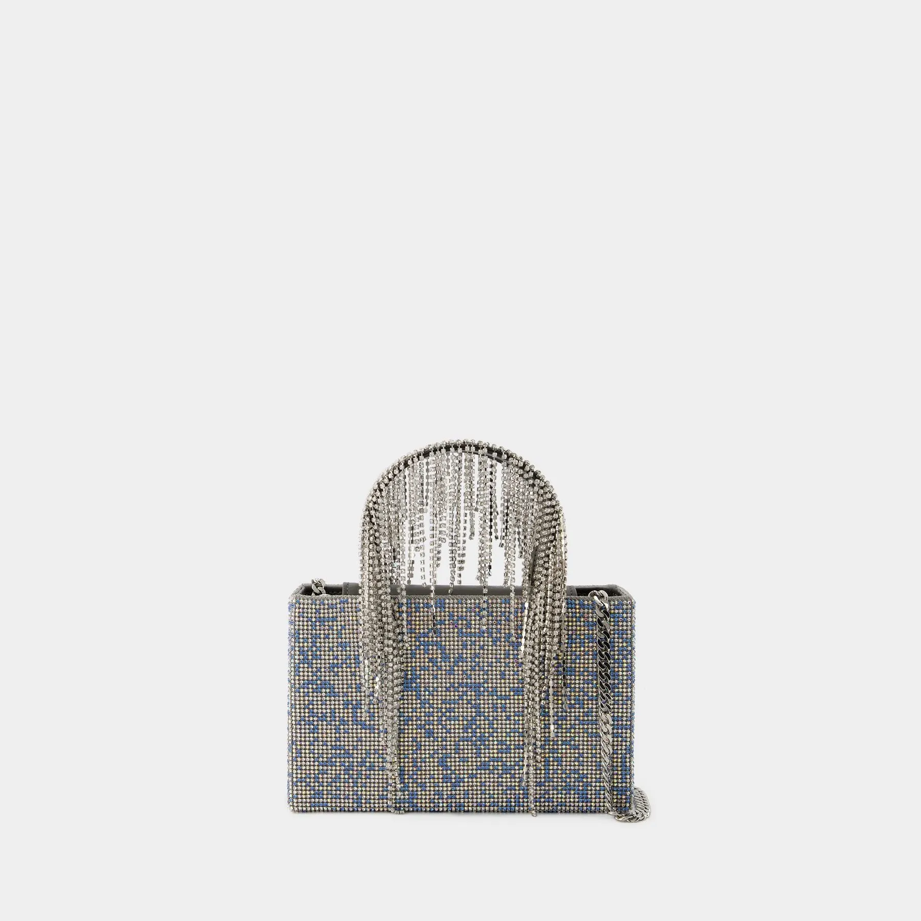 Kara  Crystal Mesh Midi Handbag - Kara - Leather - Blue Pixel