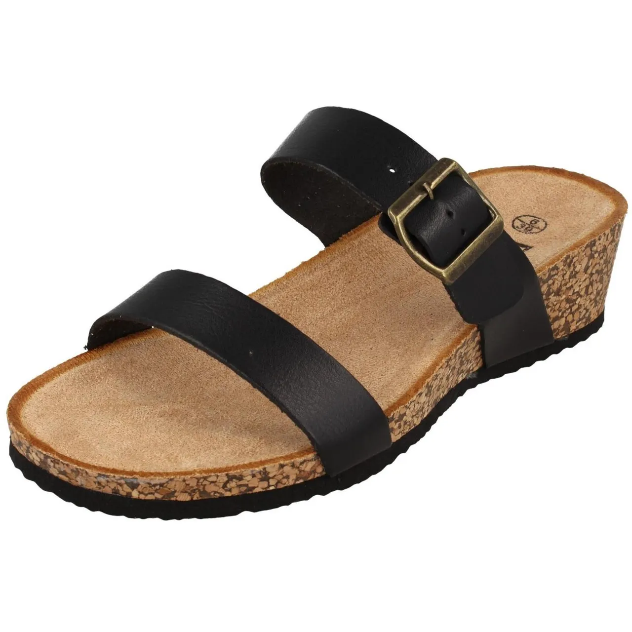 Ladies Down To Earth Mid Wedge Mule Sandals F1R2087