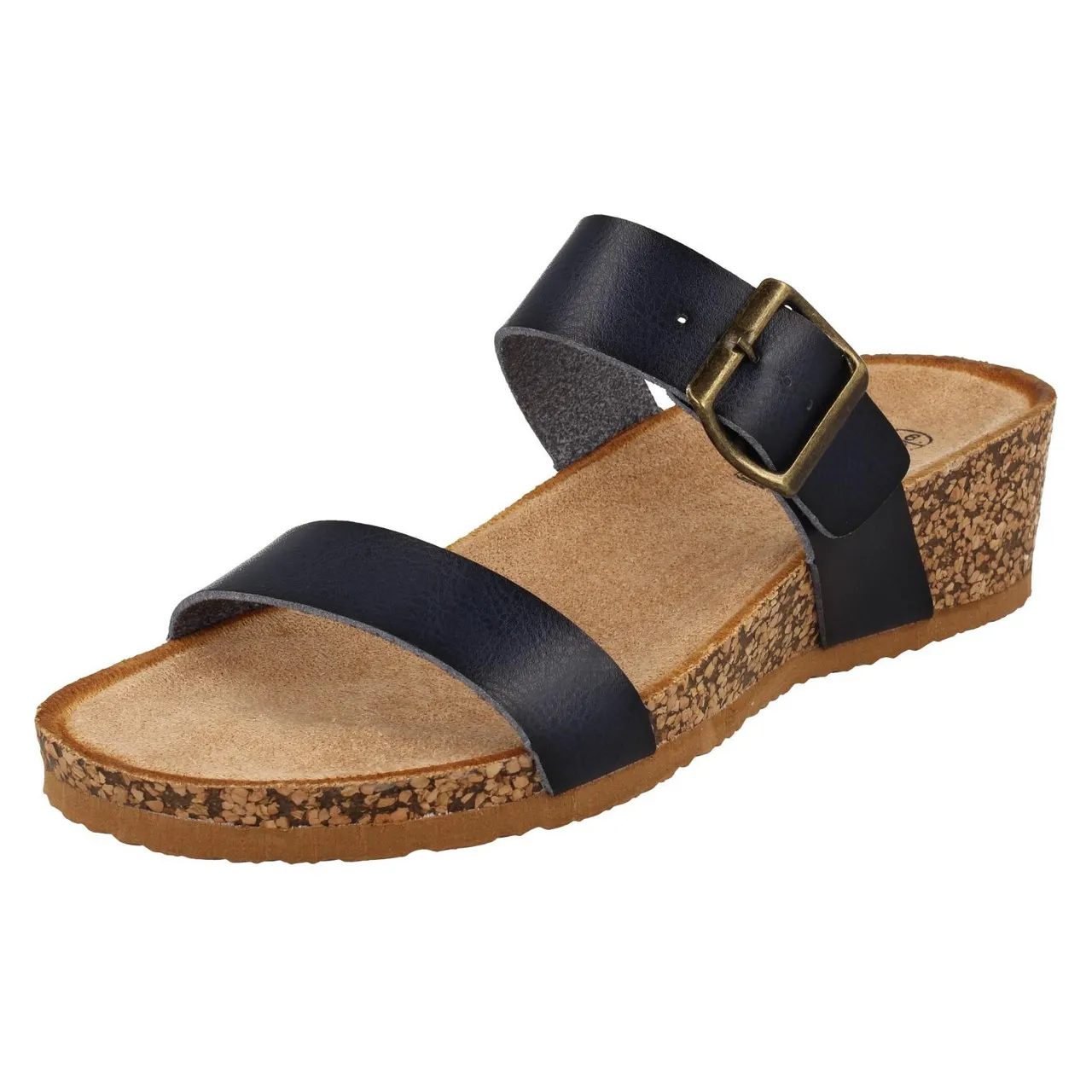 Ladies Down To Earth Mid Wedge Mule Sandals F1R2087