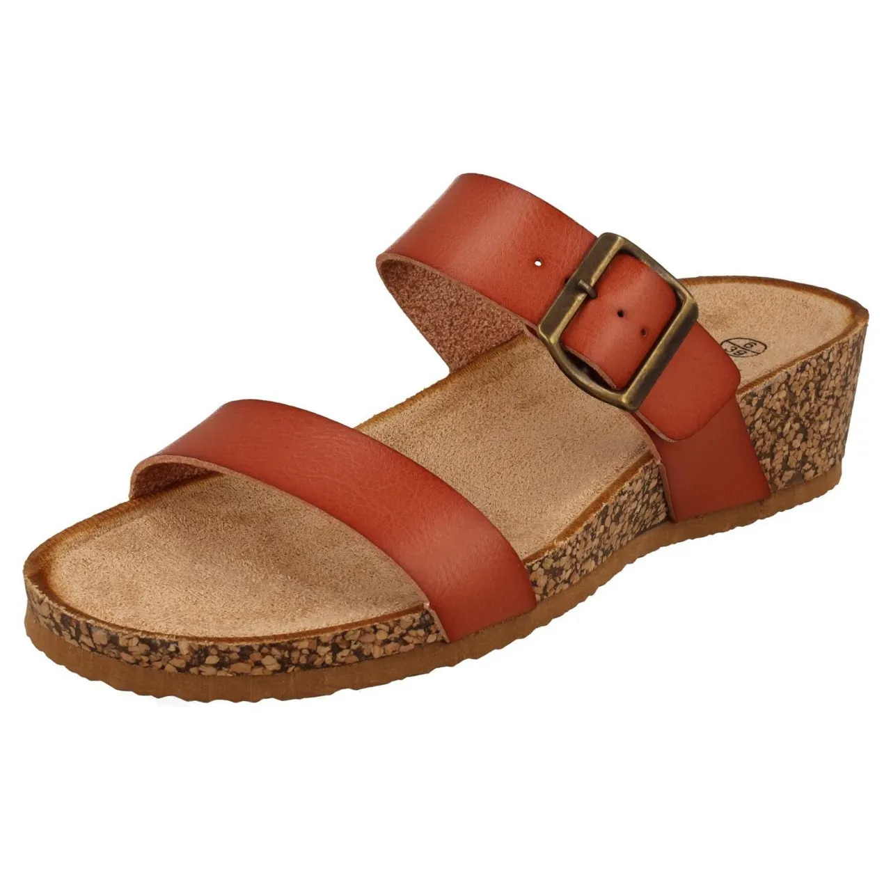 Ladies Down To Earth Mid Wedge Mule Sandals F1R2087