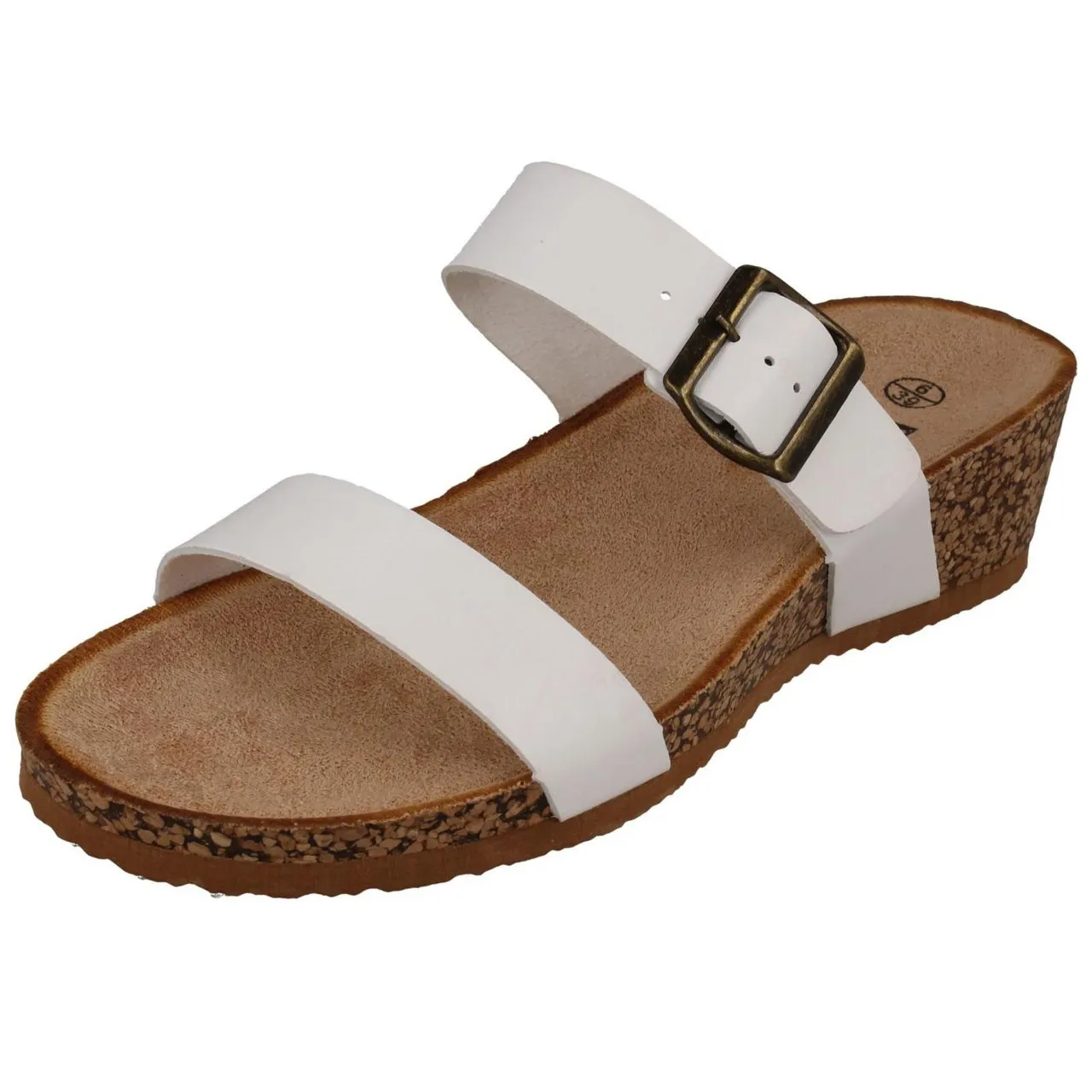 Ladies Down To Earth Mid Wedge Mule Sandals F1R2087