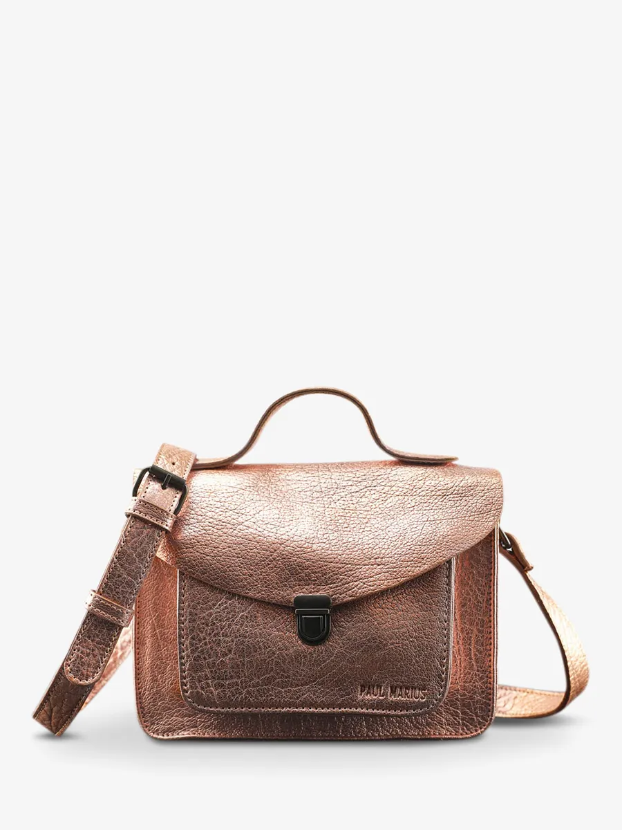 leather hand bag for woman Pink,Gold - Mademoiselle George Rose Gold | PAUL MARIUS