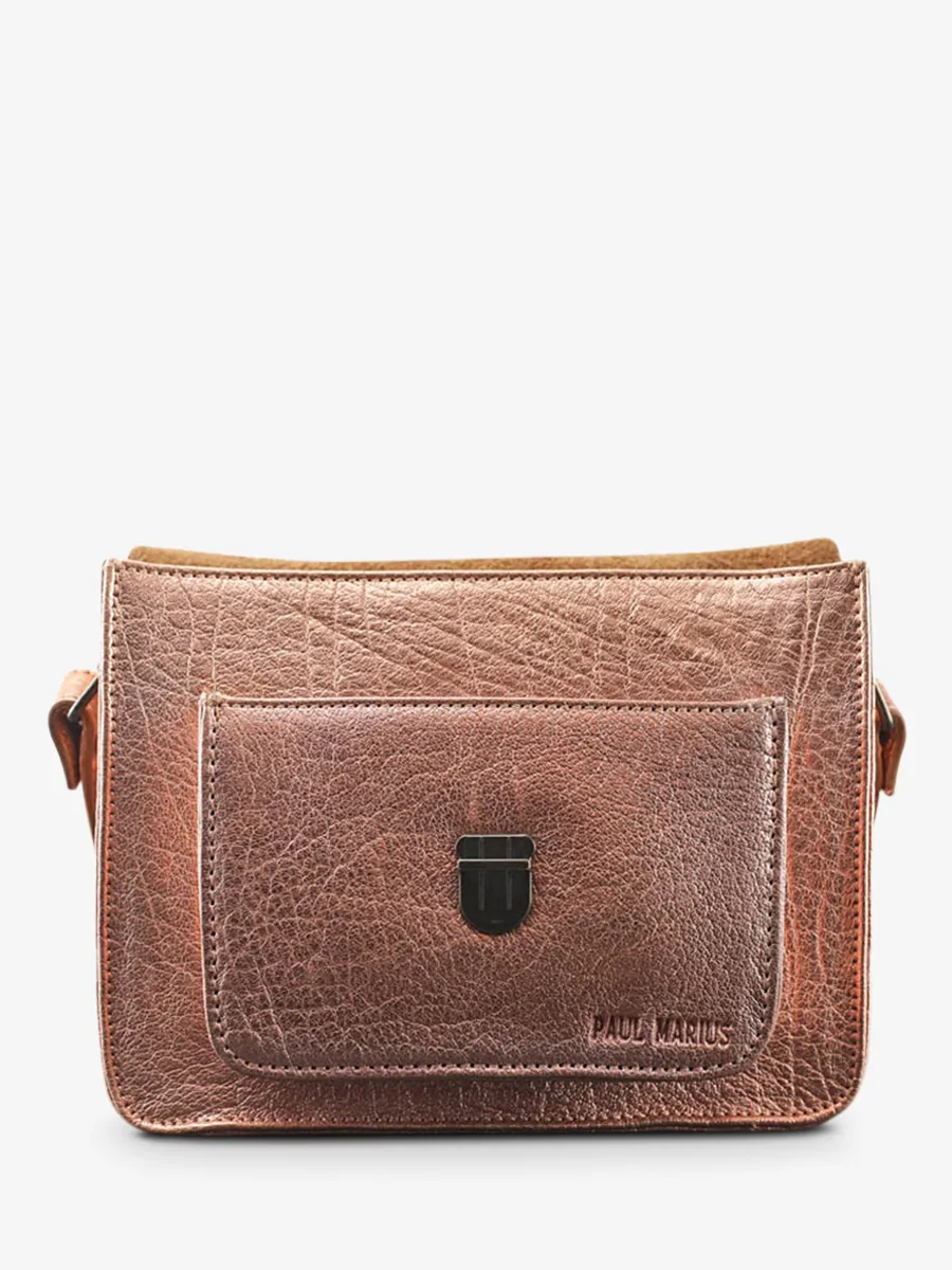 leather hand bag for woman Pink,Gold - Mademoiselle George Rose Gold | PAUL MARIUS