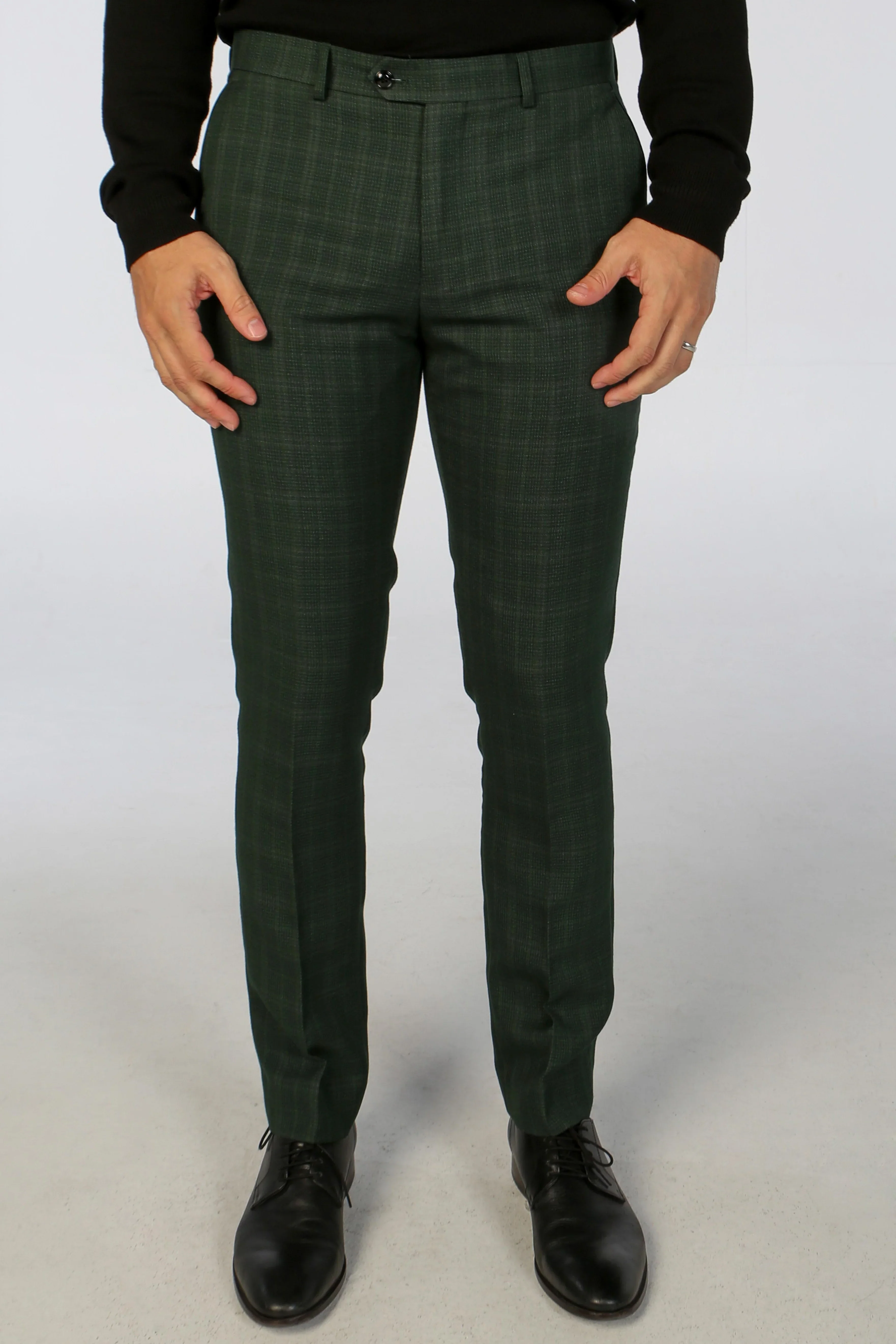 Leo - Men's Green Checked Trousers