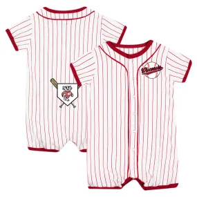 Lids Newborn & Infant Colosseum White Wisconsin Badgers Pinstripe Dusty Romper