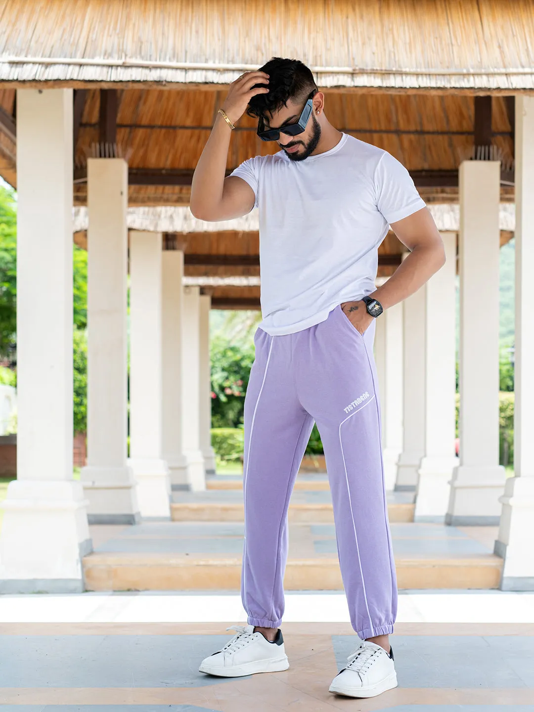 Lilac Tistabene Printed Cotton Joggers