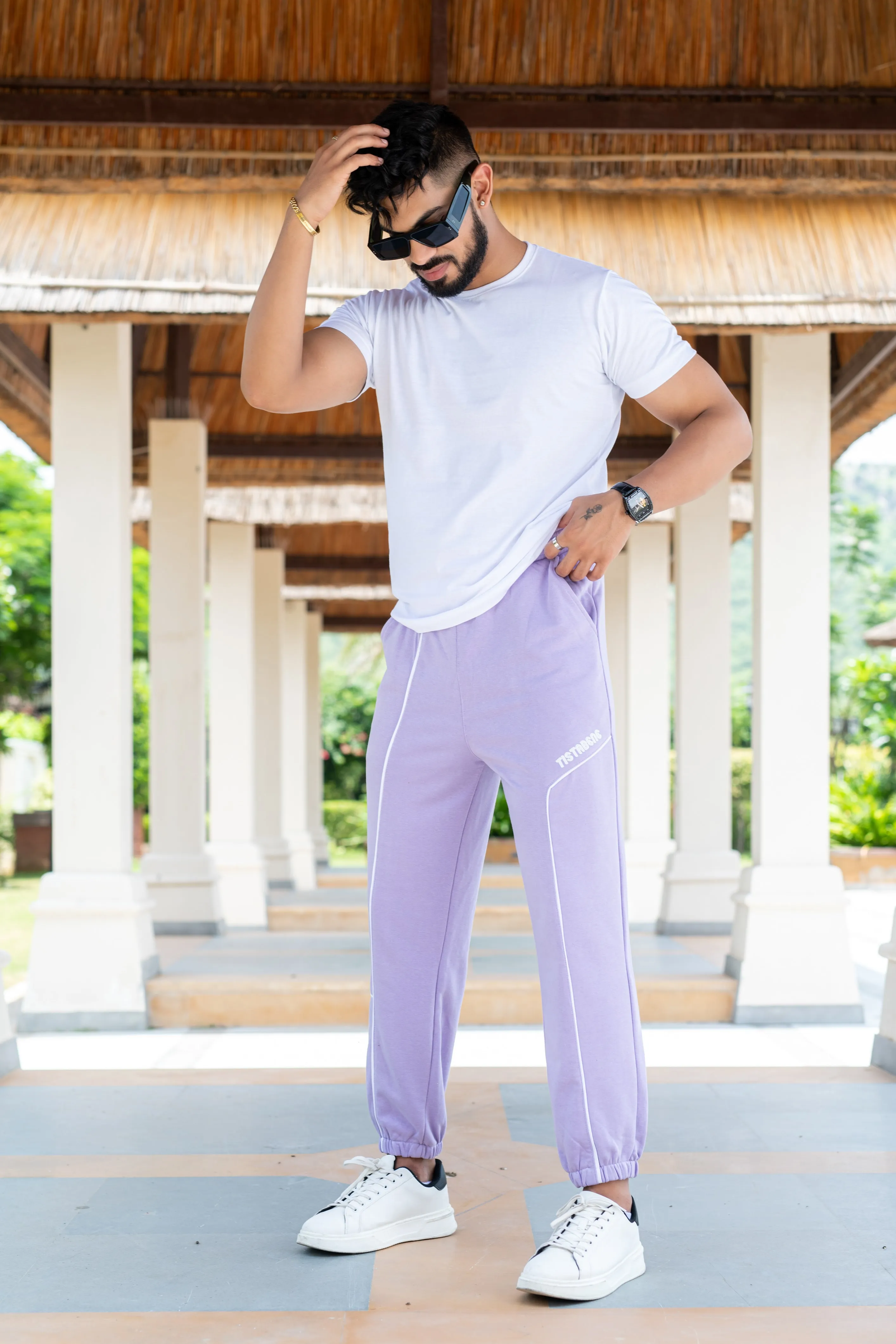 Lilac Tistabene Printed Cotton Joggers