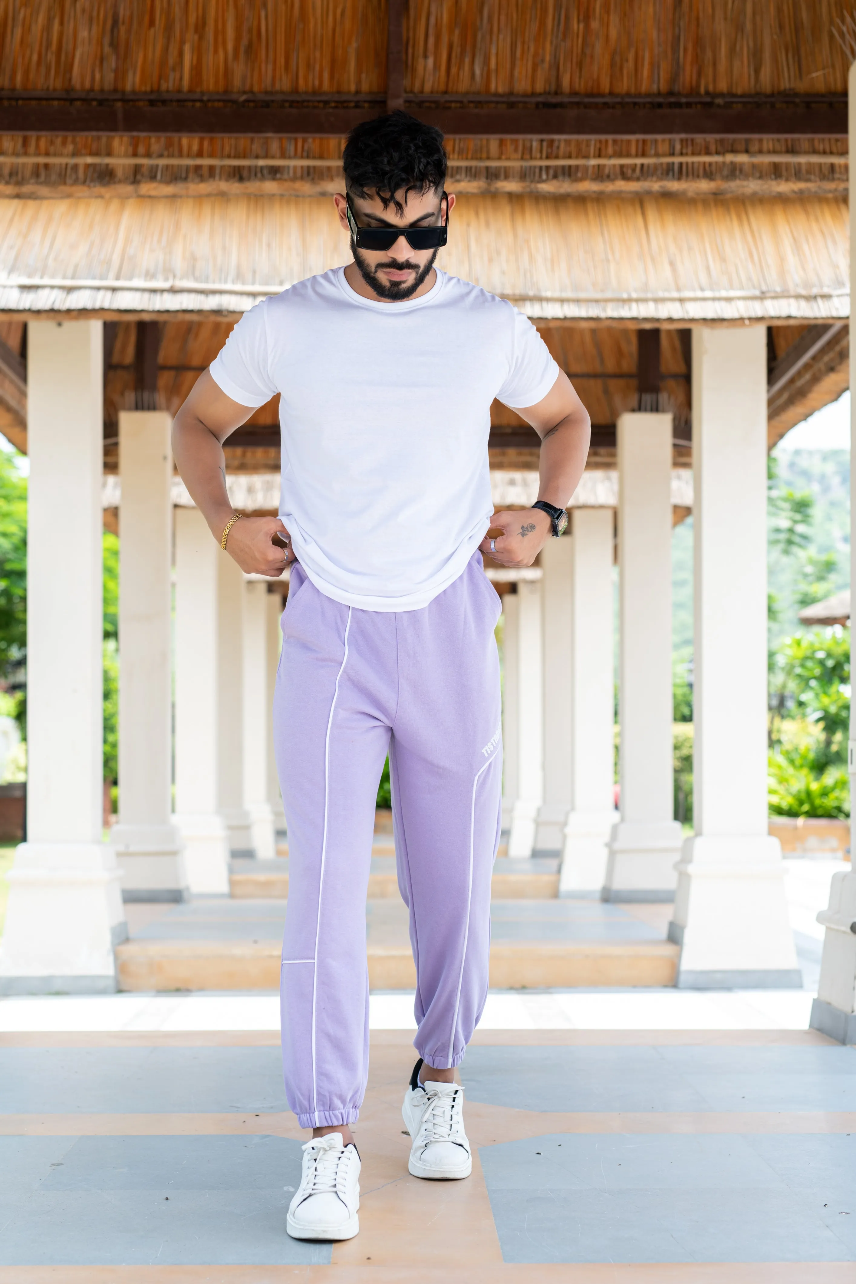 Lilac Tistabene Printed Cotton Joggers