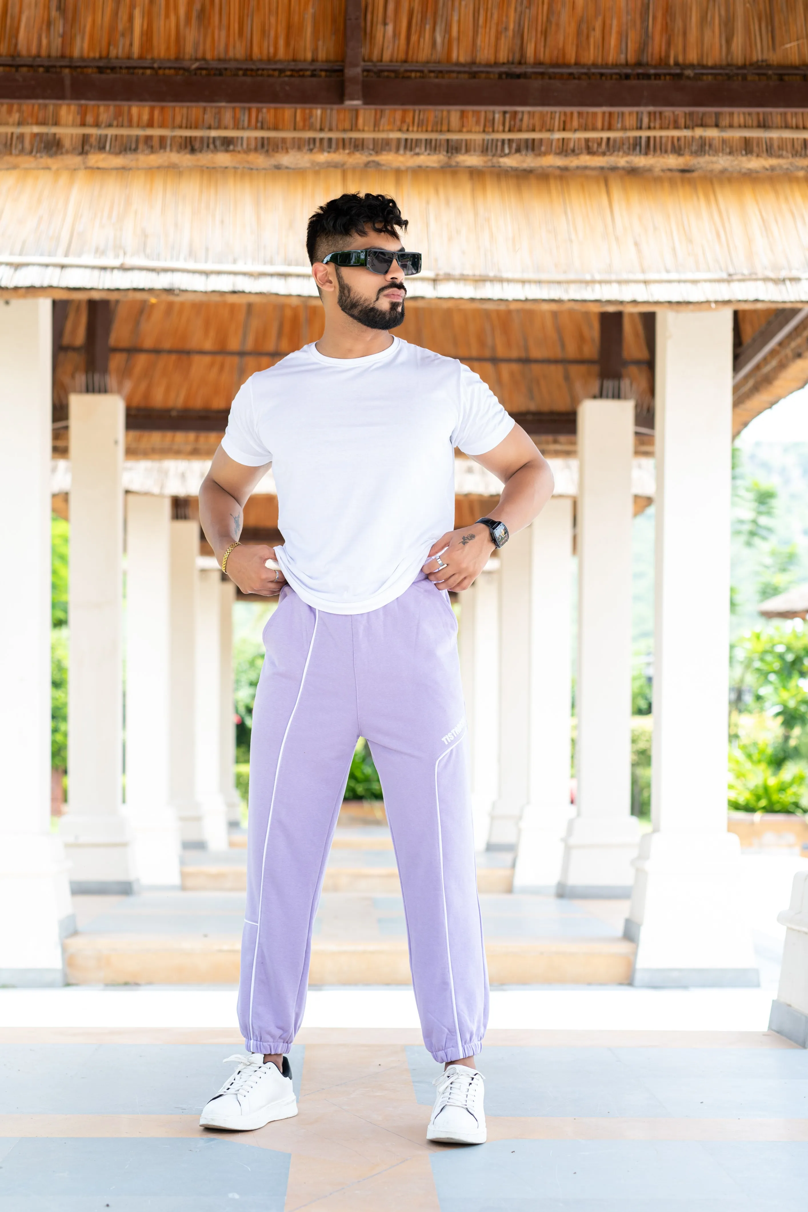 Lilac Tistabene Printed Cotton Joggers