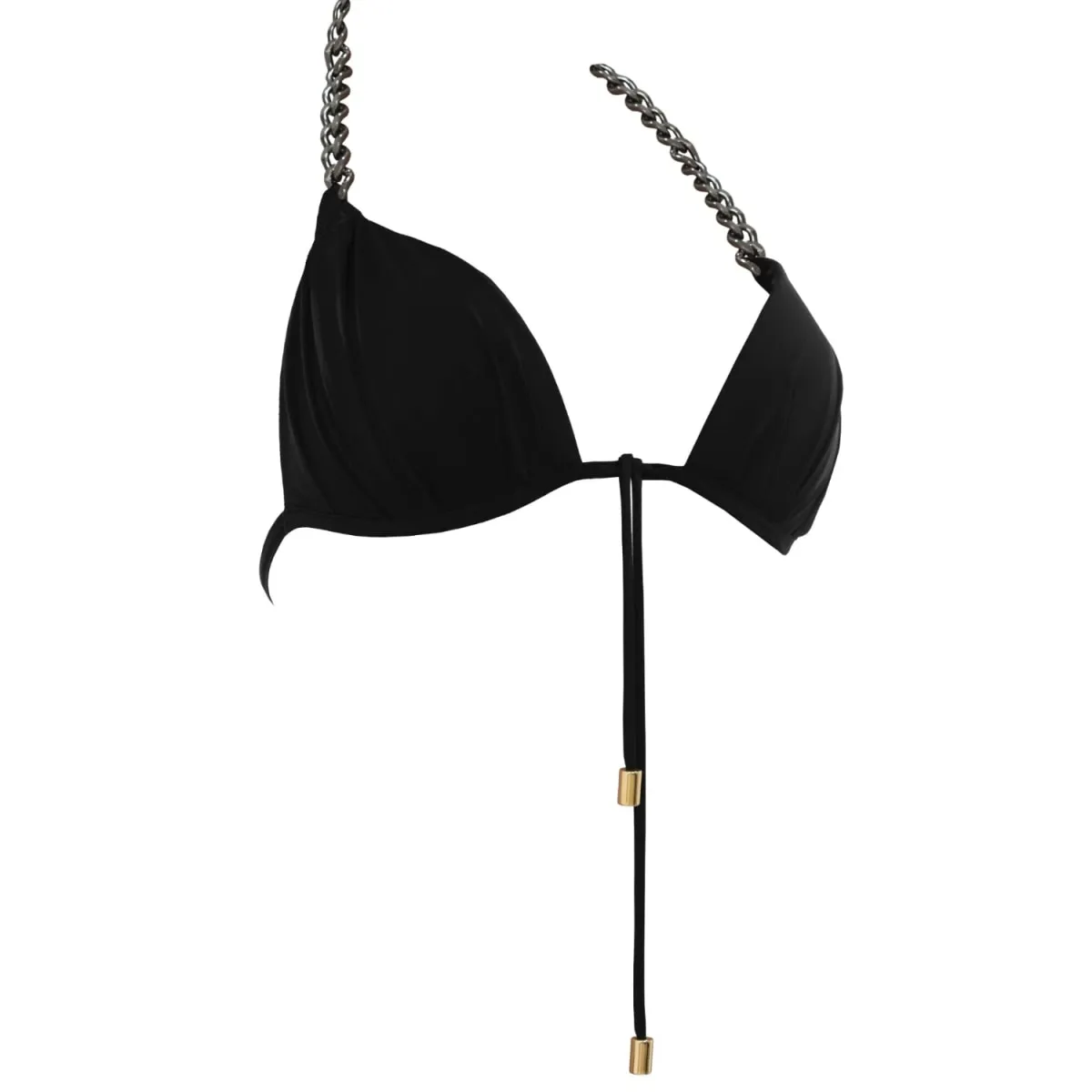 --Lisome golden details in black bikini top-