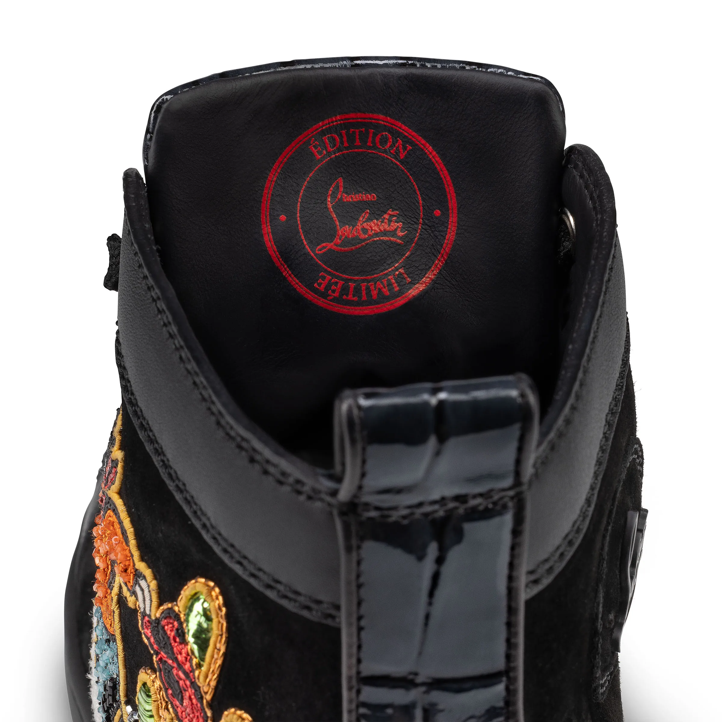 Louis Lucky High-Top Sneakers - Veau velours Giddy embroidered and strass - Black - Men