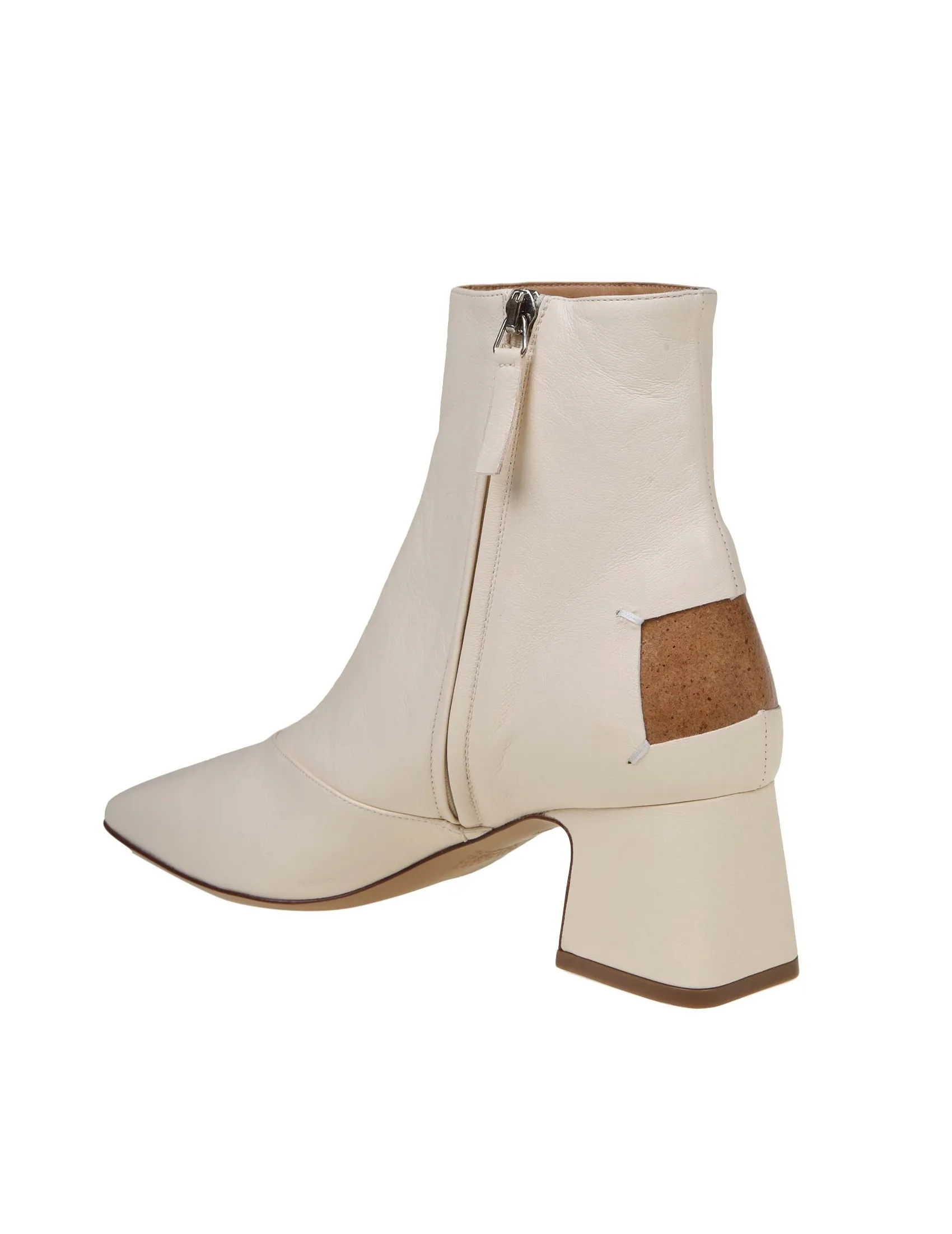 MAISON MARGIELA ANKLE BOOT FOUR STITCHES IN CREAM COLOR LEATHER