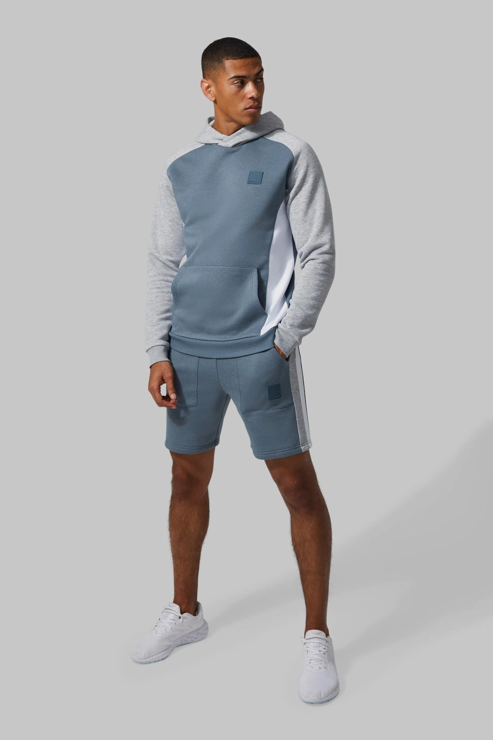 Man Active Colour Block Short Tracksuit | boohooMAN UK