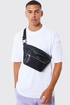 Man Signature Faux Leather Bum Bag | boohooMAN UK