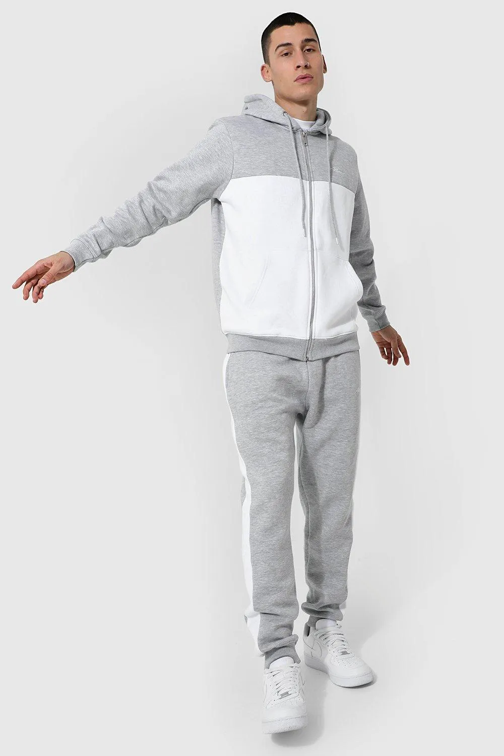 Man Signature Zip Colour Block Tracksuit