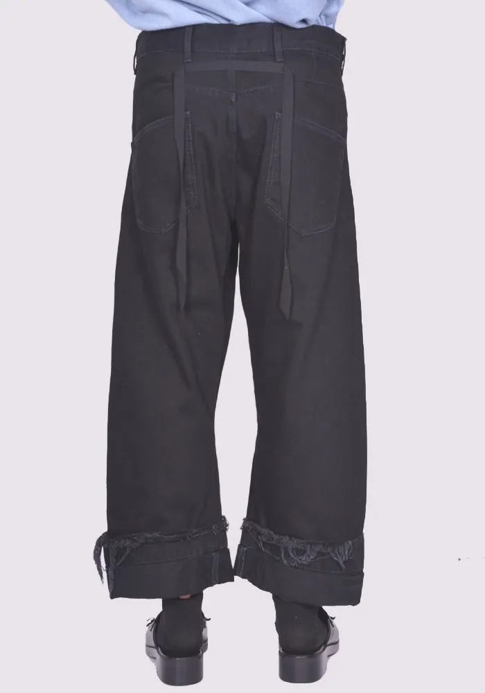 MARINA YEE FW24-0079-999 UNISEX DEAN BLUE OVERSIZED DENIM TROUSERS BLACK (New season FW24)