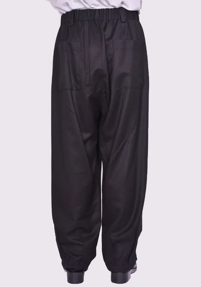 MARINA YEE FW24-0089-999 UNISEX JIM WIDE-LEGGED ELASTICATED TROUSERS BLACK (New season FW24)