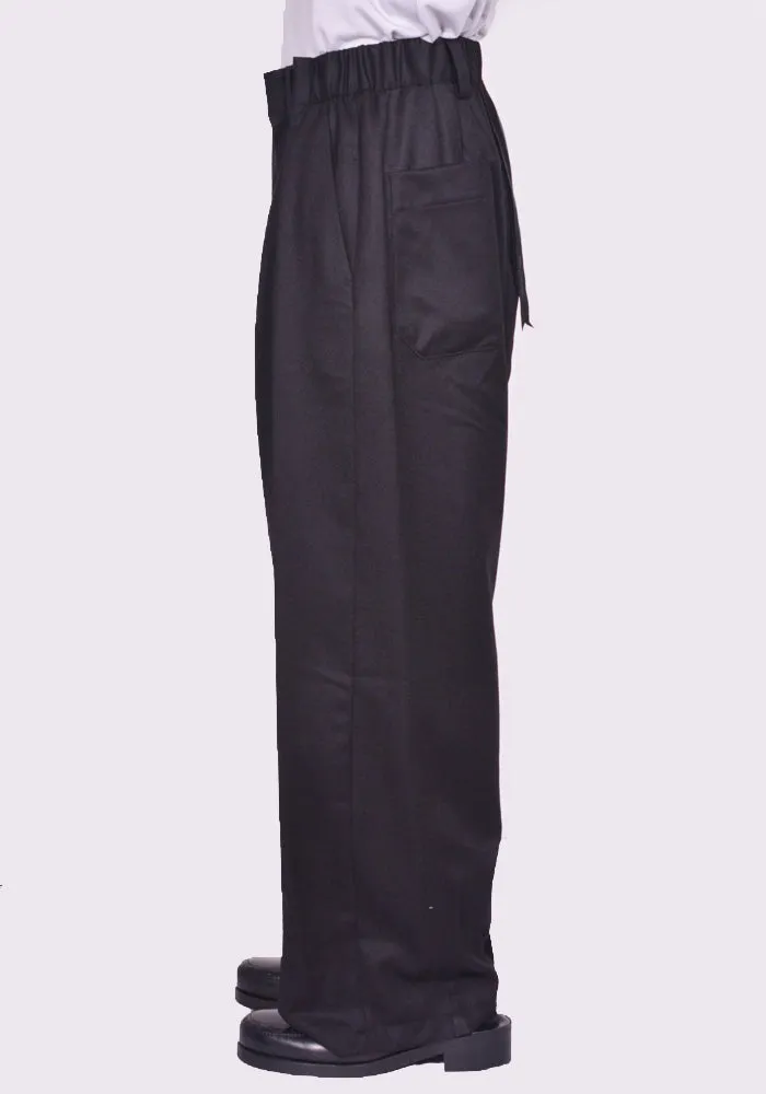 MARINA YEE FW24-0089-999 UNISEX JIM WIDE-LEGGED ELASTICATED TROUSERS BLACK (New season FW24)