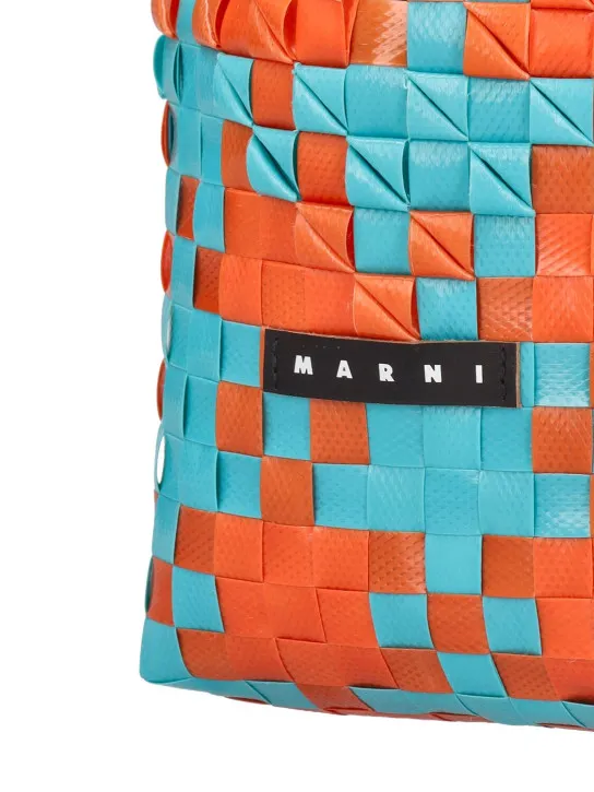 Marni Junior   Heart top check woven handbag w/ logo 