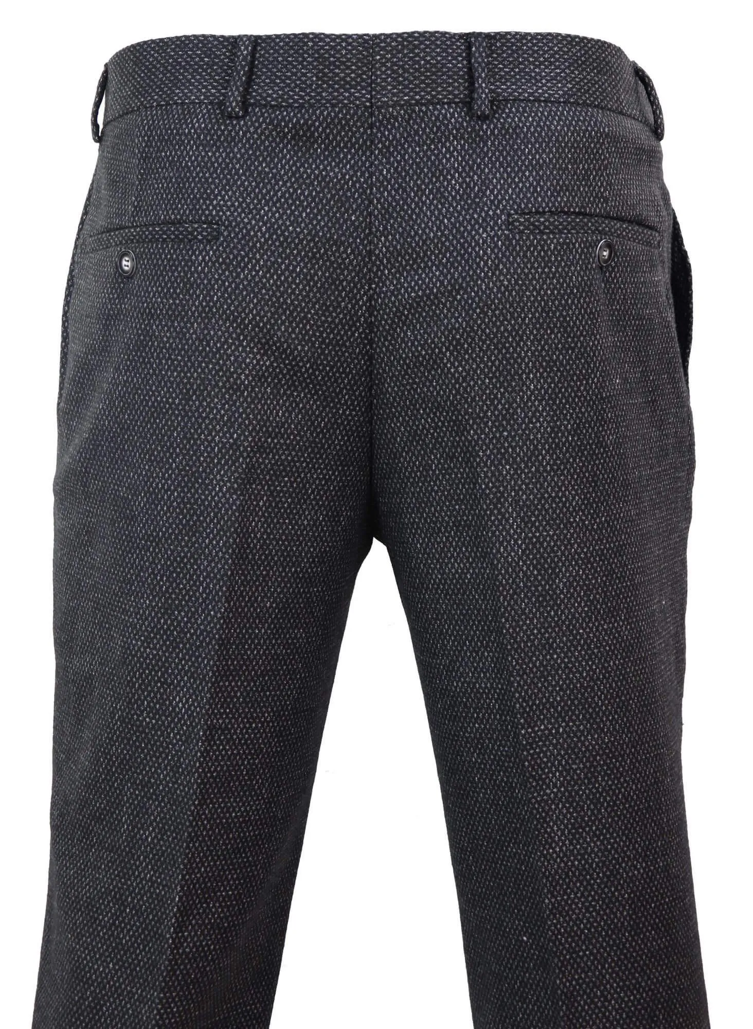 Men's Black Tweed Vintage Trousers - STZ14