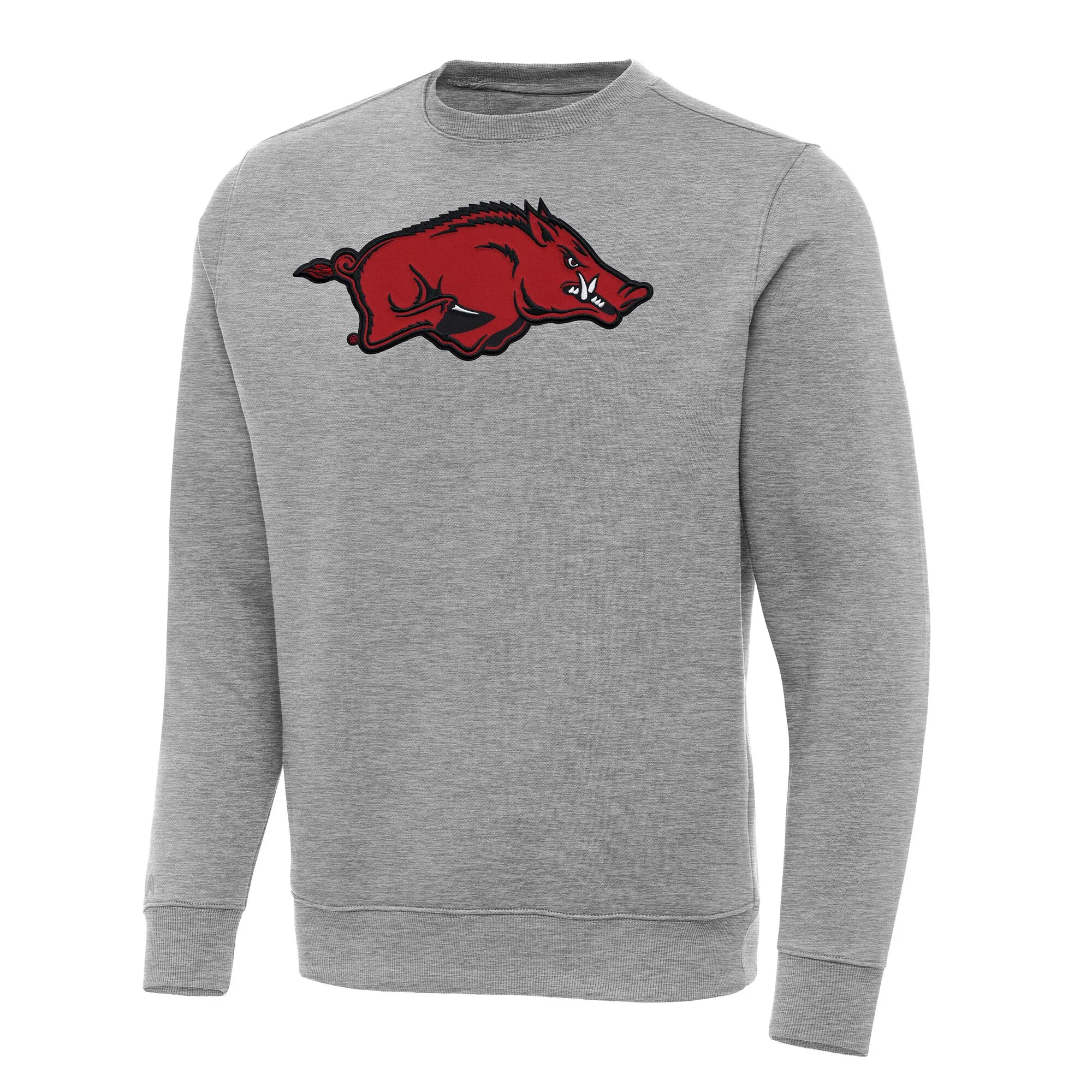 Men's Antigua Heather Gray Arkansas Razorbacks Big & Tall Victory Crew Neck Pullover Sweatshirt