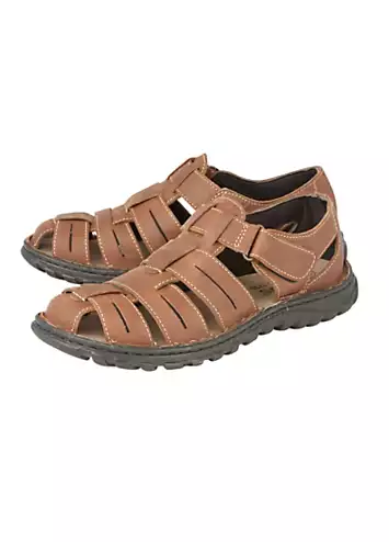 Mens Bruno Tan Leather Sandals by Lotus | Look Again