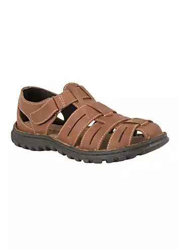 Mens Bruno Tan Leather Sandals by Lotus | Look Again