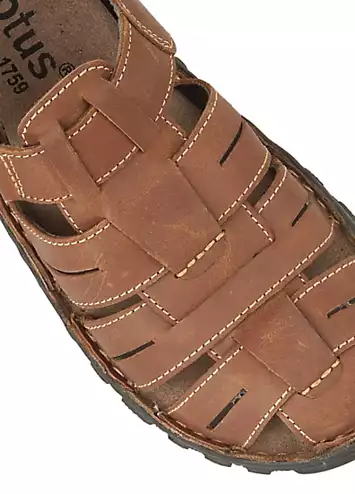 Mens Bruno Tan Leather Sandals by Lotus | Look Again