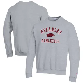 Men's Champion  Gray Arkansas Razorbacks Athletics Logo Pullover Sweatshirt