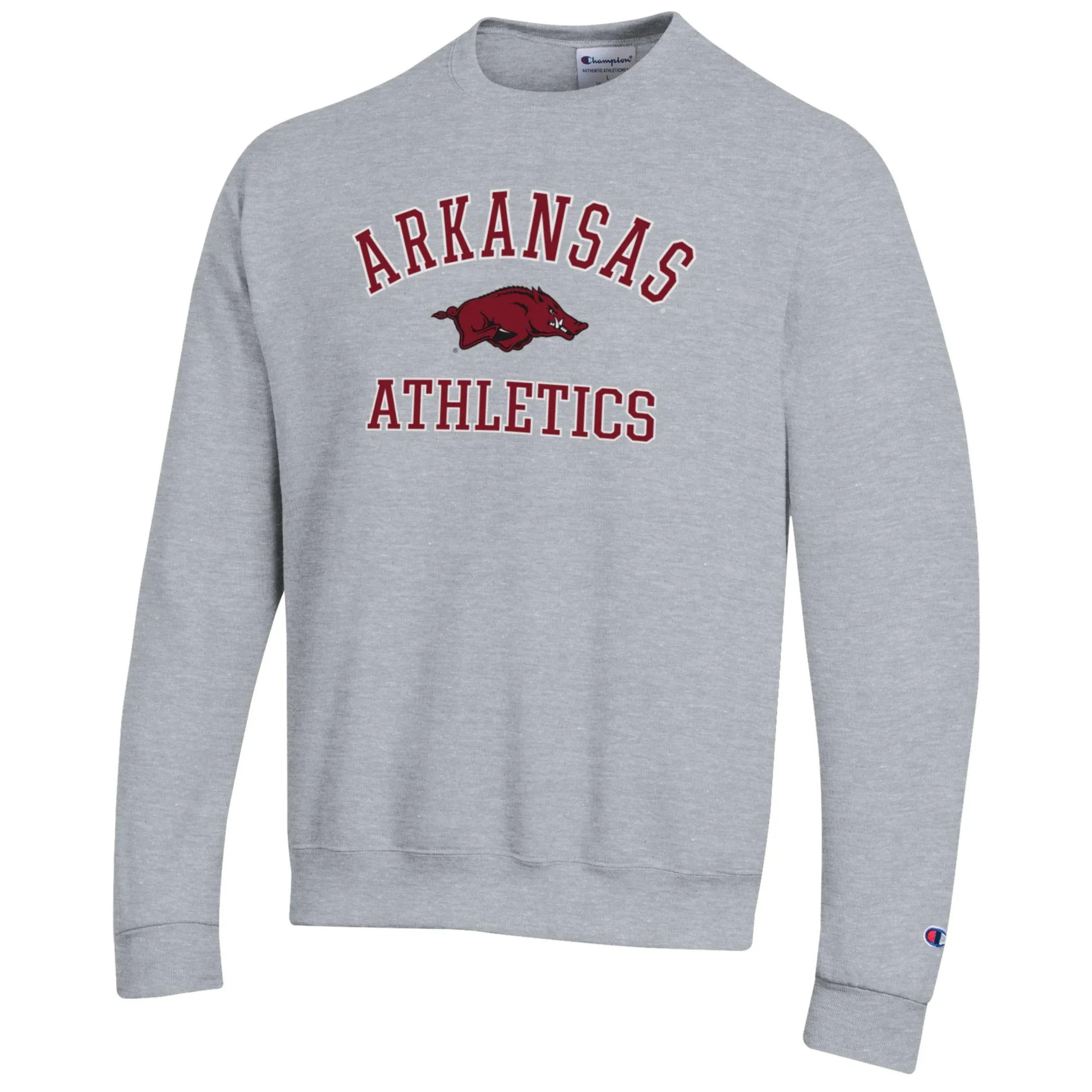 Men's Champion  Gray Arkansas Razorbacks Athletics Logo Pullover Sweatshirt