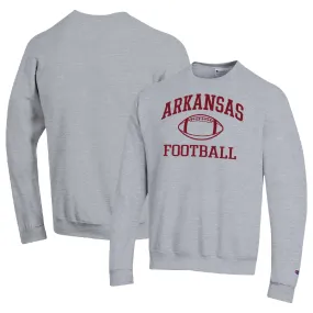 Men's Champion Heather Gray Arkansas Razorbacks Football Icon Pullover Sweatshirt