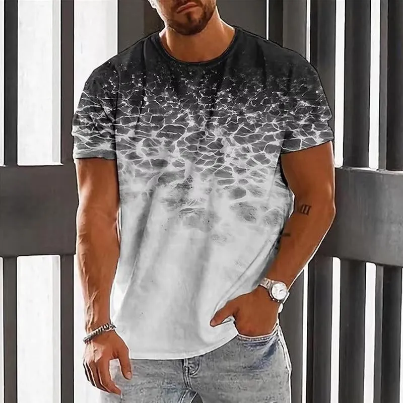 Men's Gradient Print Pullover Round Neck T-Shirt 99791523X