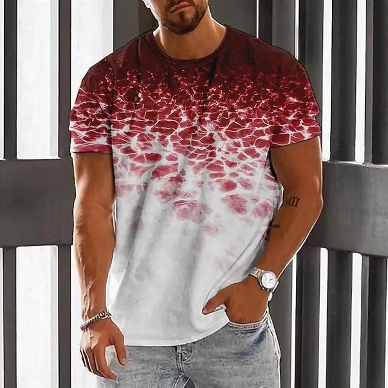 Men's Gradient Print Pullover Round Neck T-Shirt 99791523X