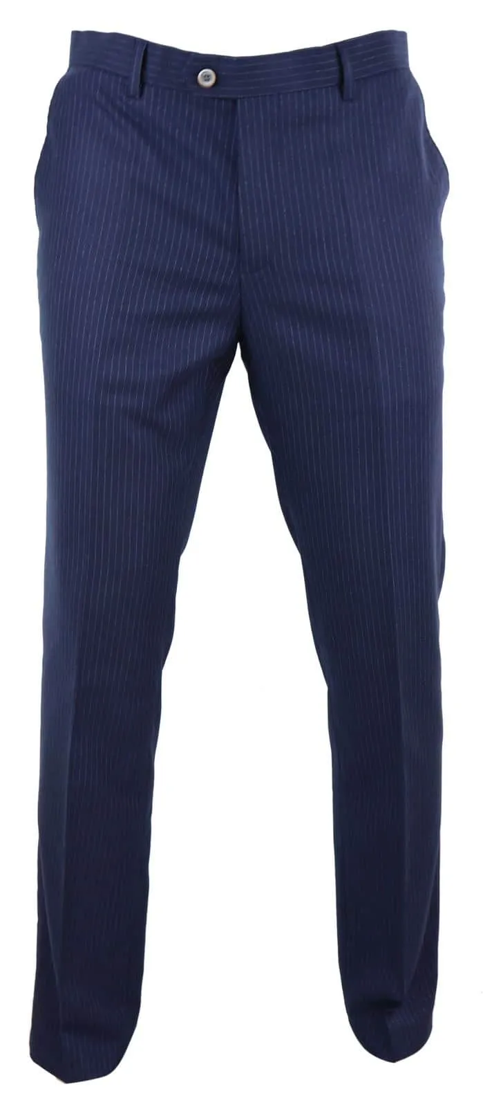 Mens Navy-Blue Pinstripe Trousers - Cavani Rosselli