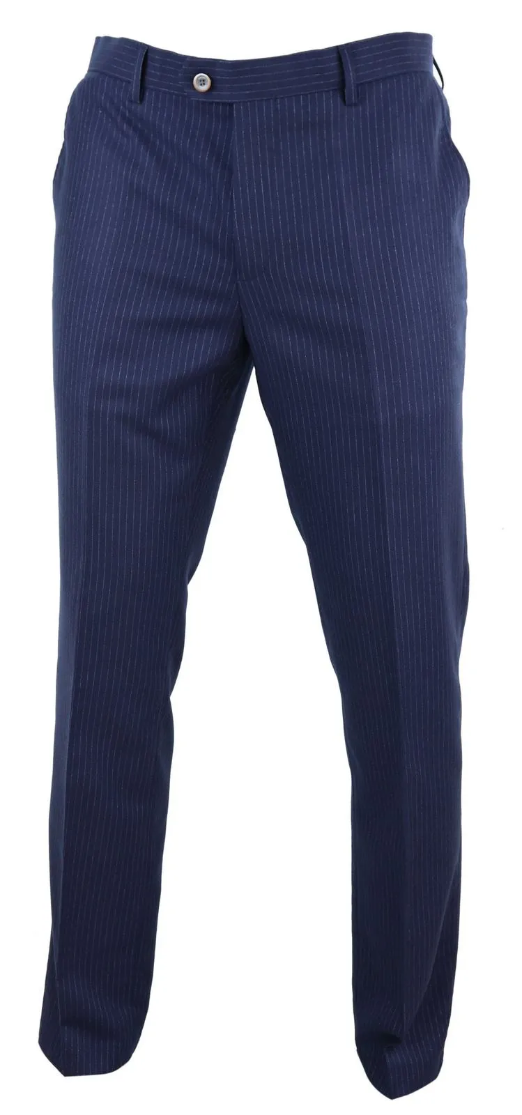 Mens Navy-Blue Pinstripe Trousers - Cavani Rosselli