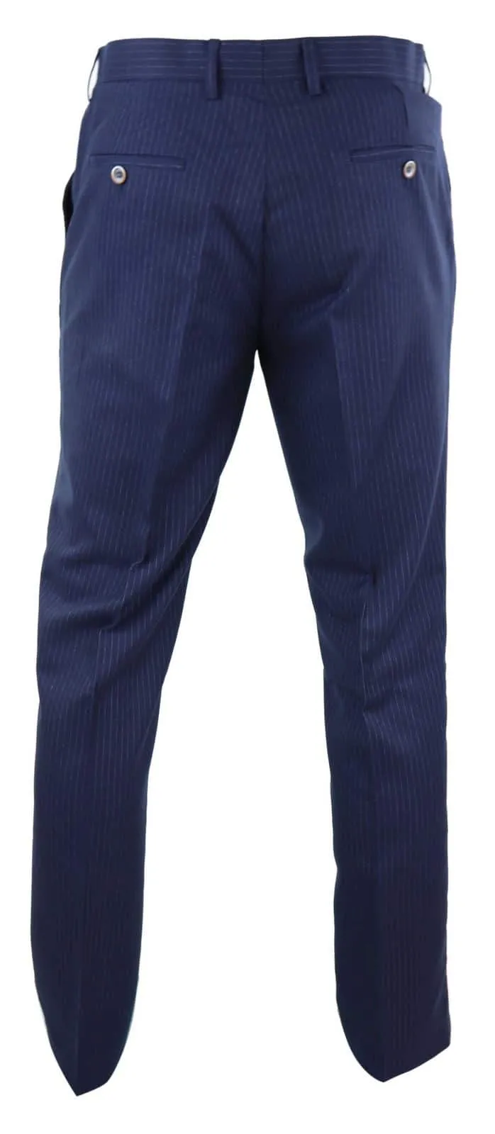 Mens Navy-Blue Pinstripe Trousers - Cavani Rosselli