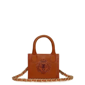 Micro Sized Hand Bag in Tan Genuine Leather