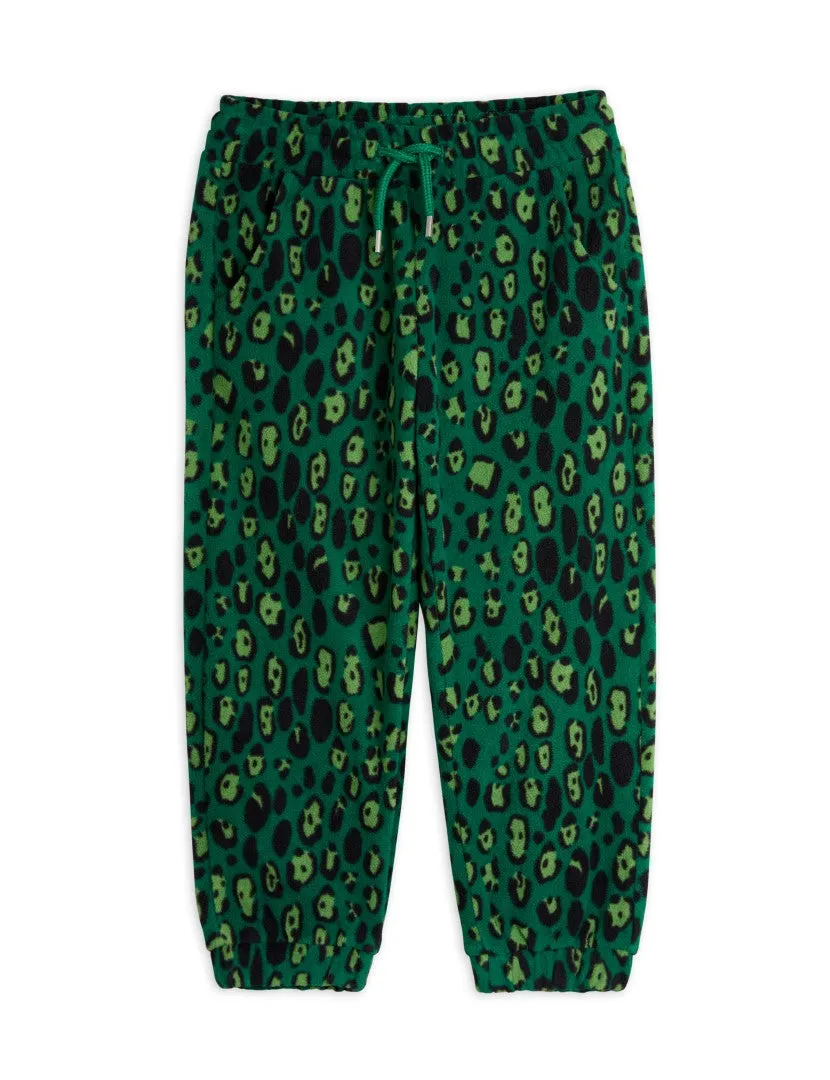 Mini Rodini Leopard Fleece Trousers | Green