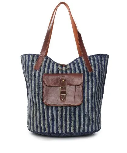 Naturellement Lalao Striped Raffia Bag