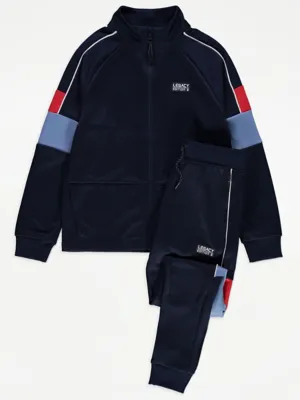 Navy Colour Block Legacy Edition Zip Up Tracksuit | Kids | George at ASDA