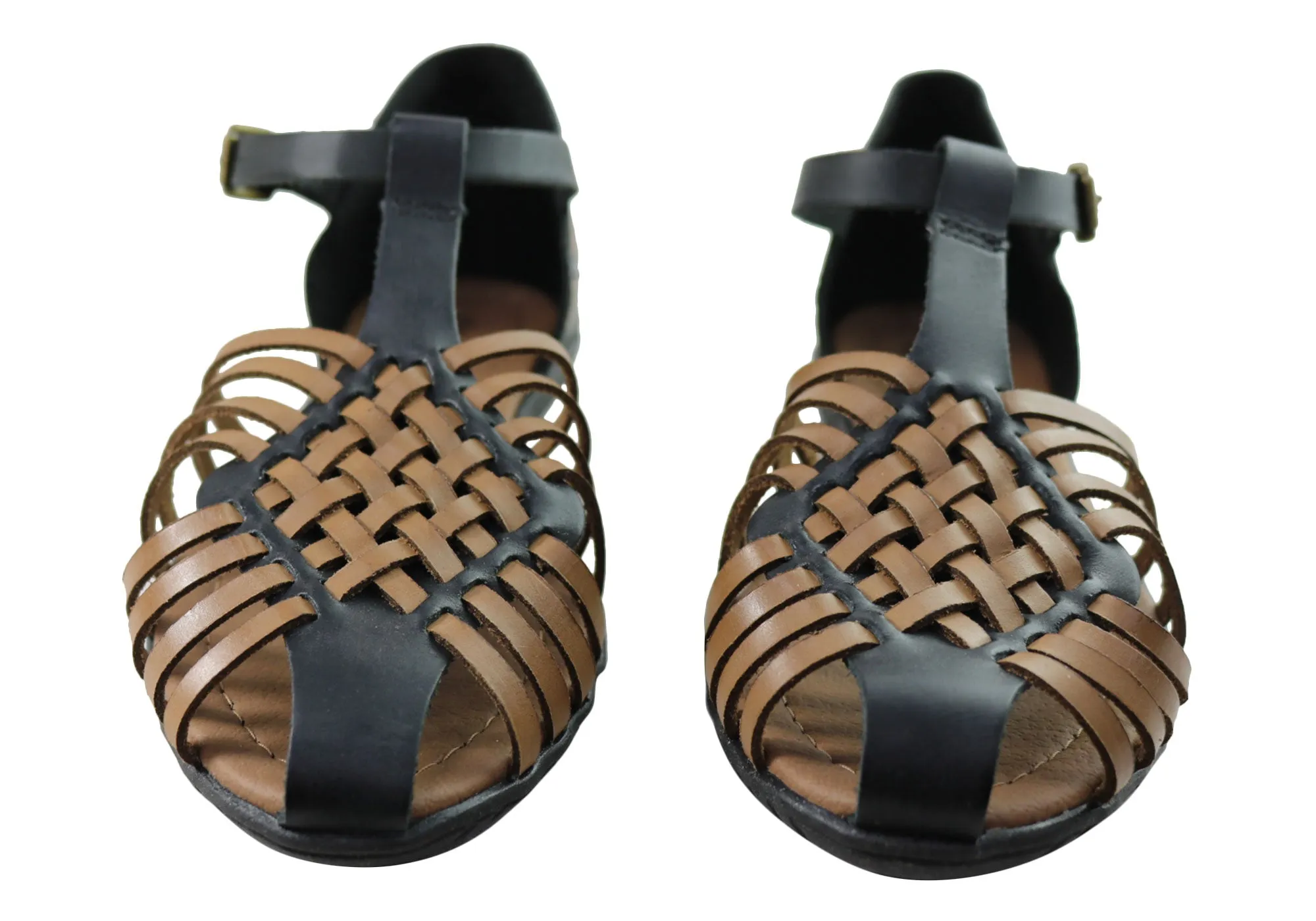 New Face Jazaline Womens Comfortable Closed Toe Leather Sandals