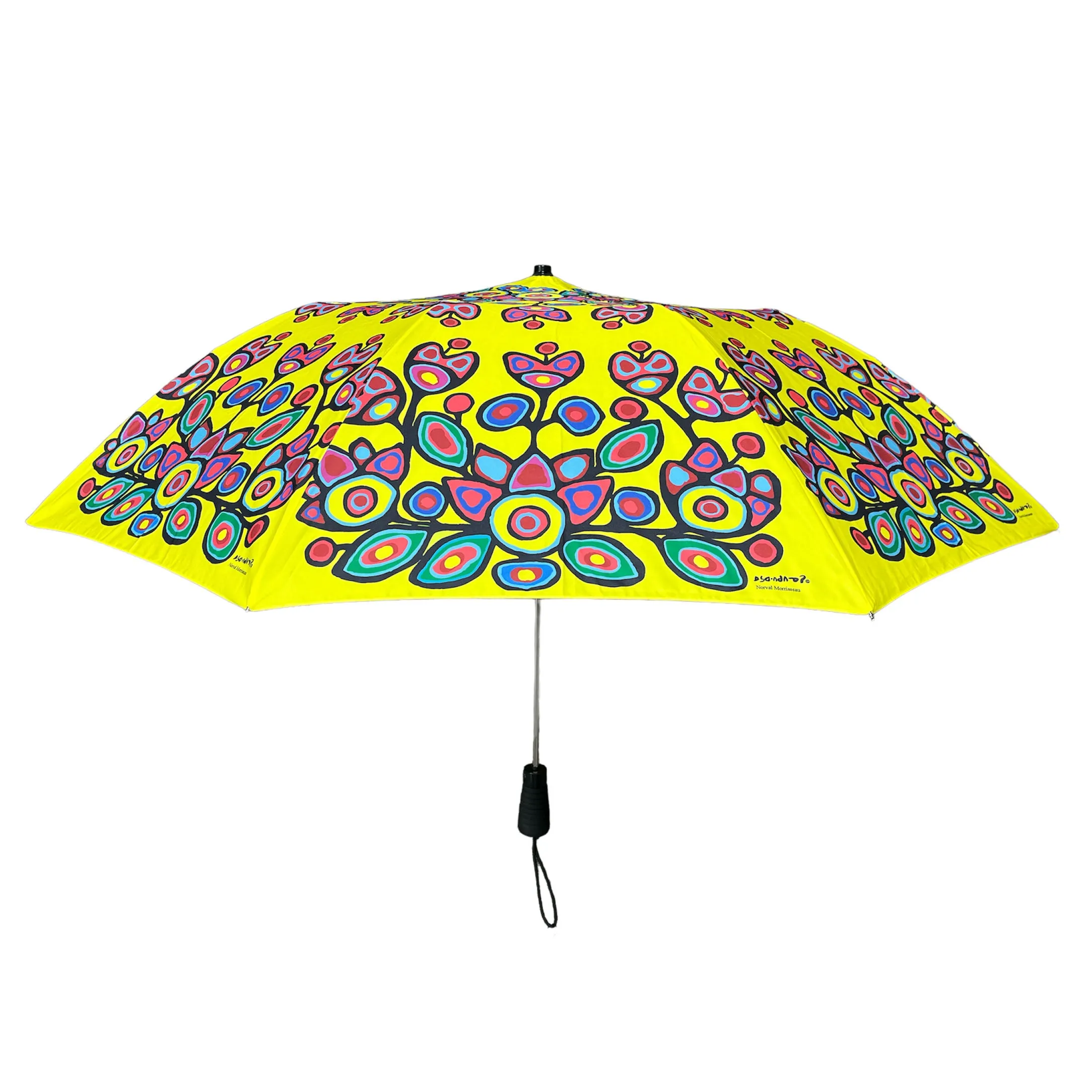 Norval Morrisseau Floral on Yellow Artist Collapsible Umbrella