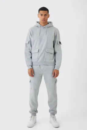 Official Man Regular Fit Paneled Cargo Hooded Tracksuit