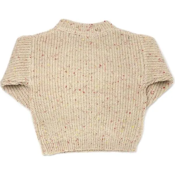 oh baby! Grandpa Knitted Pullover, Cream and Pink Confetti