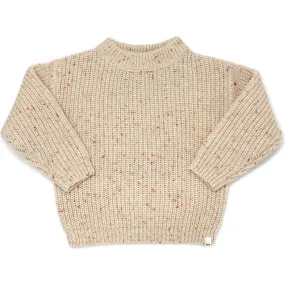 oh baby! Grandpa Knitted Pullover, Cream and Pink Confetti