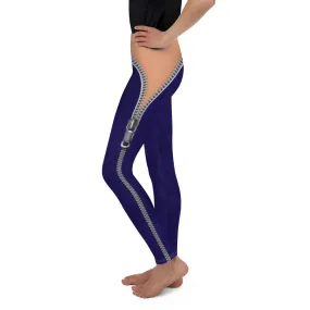 Open Zipper Youth Leggings